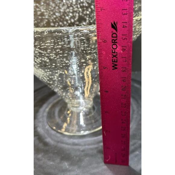 Vtg -1950's Seeded Bubble Glass Footed Large Center Piece Bowl 6.5” H X 9” W - Picture 7 of 9